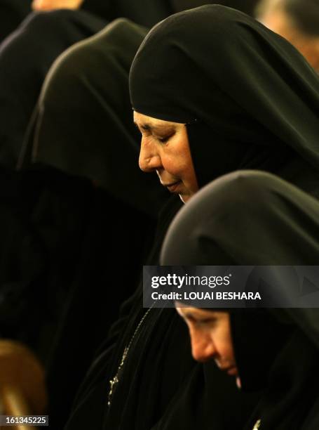 Nuns attend the enthronement of Greek Orthodox leader Yuhanna X Yazigi as the Greek Orthodox Patriarch of Antioch and All the East at the Holy Cross...