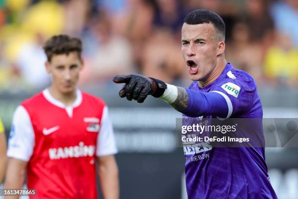 Goalkeeper Etienne Vaessen of RKC Waalwijk looks on during the Dutch Eredivisie match between RKC Waalwijk and AZ Alkmaar at Mandemakers Stadion on...