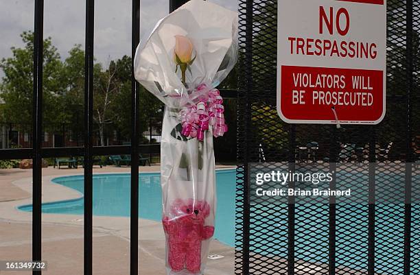 Aurora, CO, June 17, 2003 -- The pool at Charleston Place apartments, 13919 E. Utah Circle, Aurora, where an 8-year-old Rupell Allen drowned Monday...