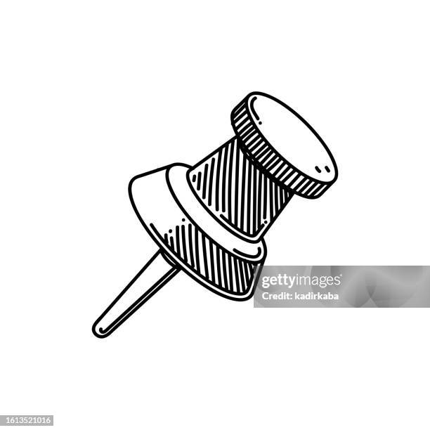 illustrations, cliparts, dessins animés et icônes de icône de ligne d’épingle, conception d’esquisse, pixel parfait, trait modifiable. logo, signe, symbole. - broche
