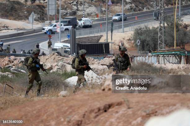 Israeli forces take security measures after an Israeli settler died and another settler seriously wounded due to armed attack in Hebron, West Bank on...