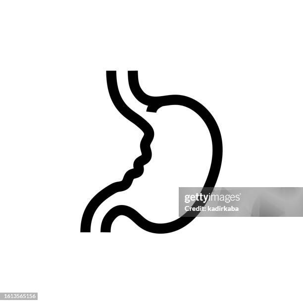 stomach line icon, design, pixel perfect, editable stroke. logo, sign, symbol. human organs. - brain cancer stock illustrations