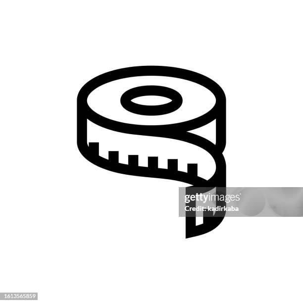 tape measurement line icon, design, pixel perfect, editable stroke. logo, sign, symbol. - meter unit of length stock illustrations