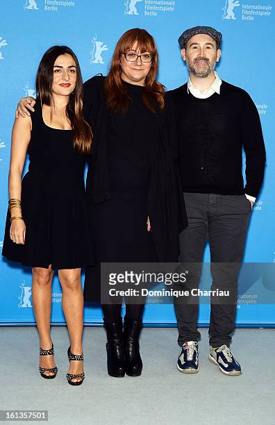 Director Isabel Coixet and actors Candela Pena and Javier Camara attend the 'Yesterday Never Ends' Photocall during the 63rd Berlinale International...