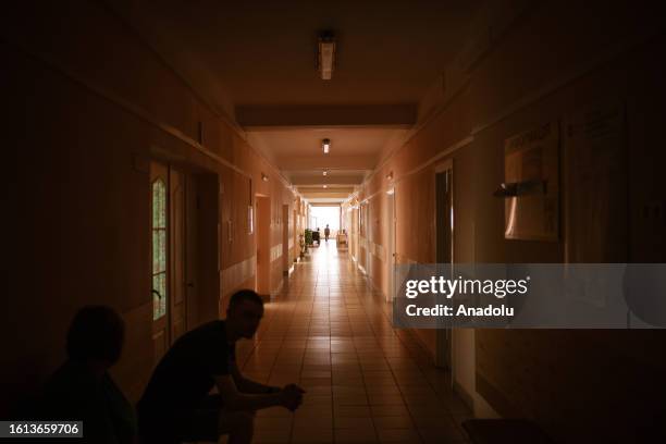 View of the corridor of a hospital that takes care of 6 injured kids after a ballistic missile attack, one of whom passed away, in Chernihiv, Ukraine...