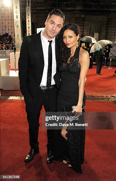 Ol Parker and Thandie Newton arrive at the EE British Academy Film Awards at the Royal Opera House on February 10, 2013 in London, England.