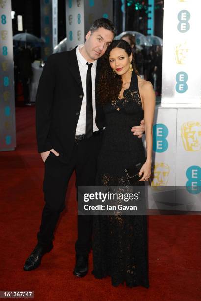 Ol Parker and Thandie Newton attend the EE British Academy Film Awards at The Royal Opera House on February 10, 2013 in London, England.