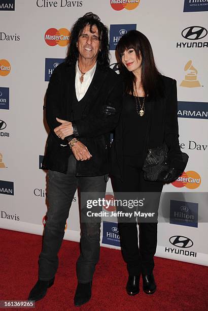 Musician Alice Cooper and wife Sheryl Goddard arrive at the The 55th Annual GRAMMY Awards - Pre-GRAMMY Gala And Salute To Industry Icons Honoring...