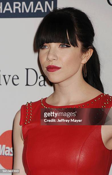 Musician/singer Carly Rae Jepsen arrives at the The 55th Annual GRAMMY Awards - Pre-GRAMMY Gala And Salute To Industry Icons Honoring L.A. Reid at...