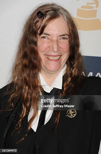Singer/musician Patti Smith arrives at the The 55th Annual GRAMMY Awards - Pre-GRAMMY Gala And Salute To Industry Icons Honoring L.A. Reid at the...