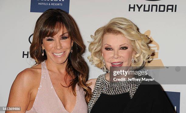 Personalities Melissa Rivers and Joan Rivers arrive at the The 55th Annual GRAMMY Awards - Pre-GRAMMY Gala And Salute To Industry Icons Honoring L.A....