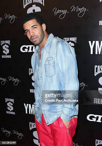 Recording Artist Drake attends the Cash Money Records 4th annual Pre-GRAMMY Awards party on February 9, 2013 in West Hollywood, California.