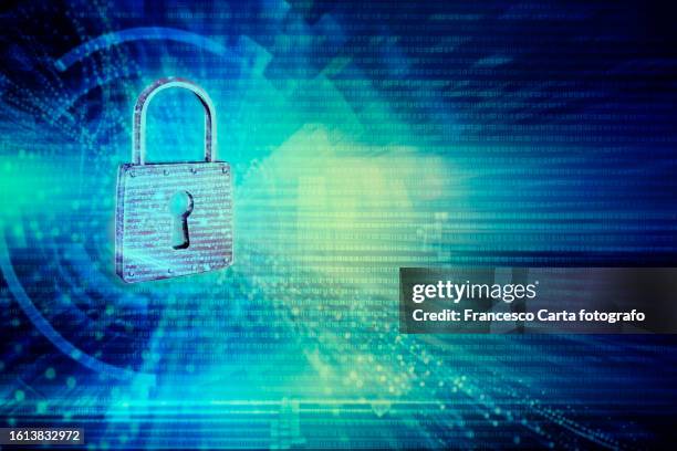 security padlock in network space. - private 5g network stock pictures, royalty-free photos & images