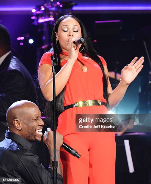 Singers Tyrese and Elle Varner perform onstage during the 55th Annual GRAMMY Awards at Nokia Theatre on February 10, 2013 in Los Angeles, California.