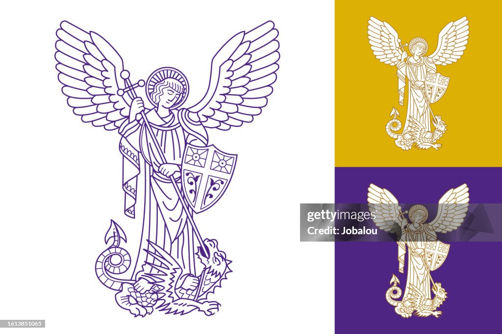 Archangel Michael Slaying Dragon