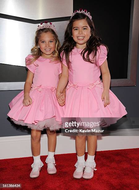 Rosie and Sophia Grace attend the 55th Annual GRAMMY Awards at STAPLES Center on February 10, 2013 in Los Angeles, California.
