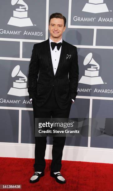 Singer Justin Timberlake attends the 55th Annual GRAMMY Awards at STAPLES Center on February 10, 2013 in Los Angeles, California.