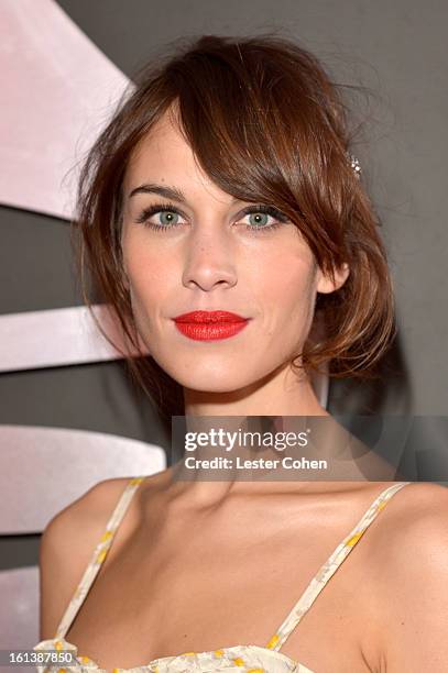 Personality Alexa Chung attends the 55th Annual GRAMMY Awards at STAPLES Center on February 10, 2013 in Los Angeles, California.