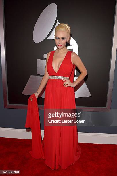 Singer Kaya Jones attends the 55th Annual GRAMMY Awards at STAPLES Center on February 10, 2013 in Los Angeles, California.