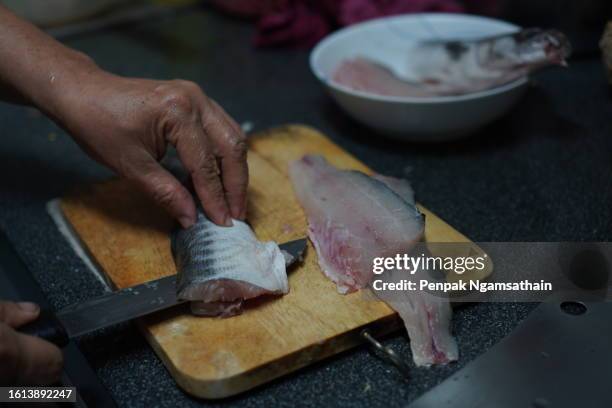 fish fillet knife - preparación de alimentos fotografías e imágenes de stock