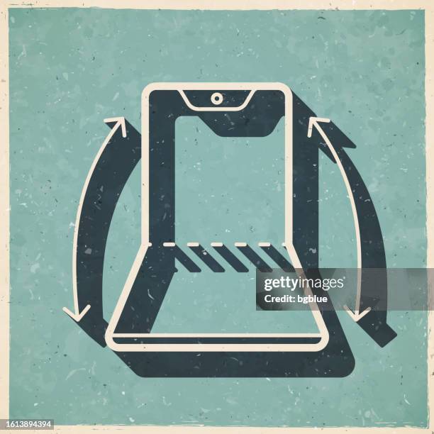 foldable smartphone. icon in retro vintage style - old textured paper - phone screen texture stock illustrations