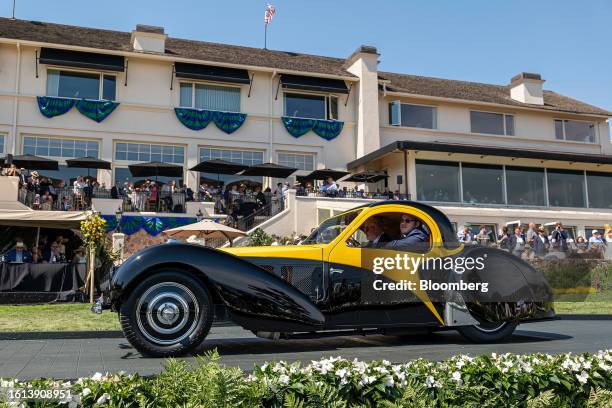 Bugatti Type 57S Atalante, third place in the Class K: Bugatti Type 57 class category, during the 2023 Pebble Beach Concours d'Elegance in Pebble...