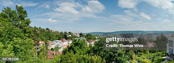view over stuttgart - stuttgart panorama stock pictures, royalty-free photos & images
