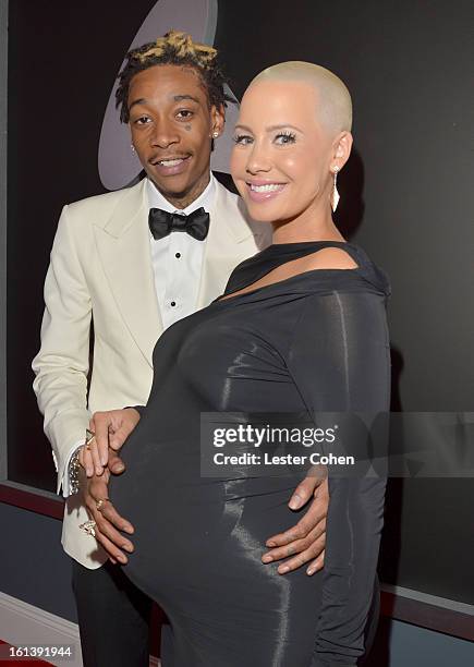 Wiz Khalifa and Amber Rose attend the 55th Annual GRAMMY Awards at STAPLES Center on February 10, 2013 in Los Angeles, California.