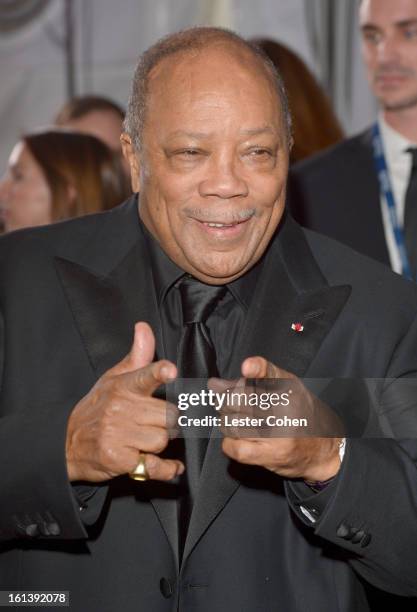 Quincy Jones attends the 55th Annual GRAMMY Awards at STAPLES Center on February 10, 2013 in Los Angeles, California.