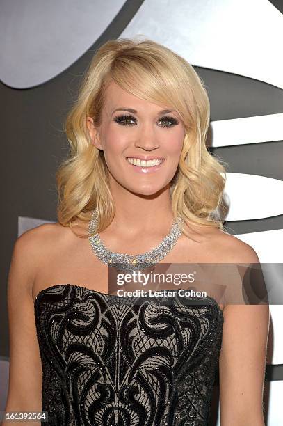 Singer Carrie Underwood attends the 55th Annual GRAMMY Awards at STAPLES Center on February 10, 2013 in Los Angeles, California.
