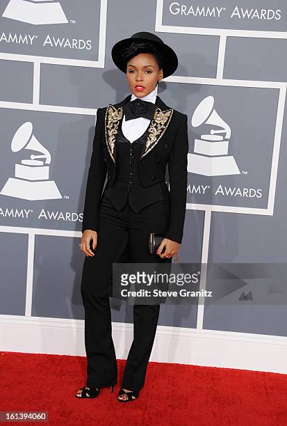 Singer Janelle Monae attends the 55th Annual GRAMMY Awards at STAPLES Center on February 10, 2013 in Los Angeles, California.