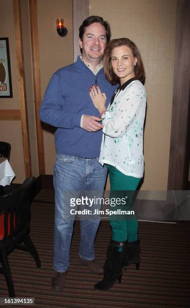 Actress Gina Tognoni and husband attend the "Spontaneous Construction" premiere at Guy?s American Kitchen & Bar on February 10, 2013 in New York City.