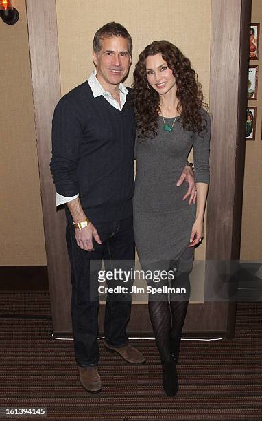 Actress Alicia Minshew and husband attend the "Spontaneous Construction" premiere at Guy?s American Kitchen & Bar on February 10, 2013 in New York...
