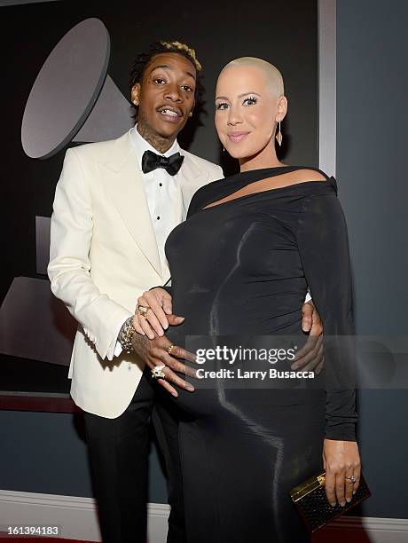 Rapper Wiz Khalifa and actress/recording artist Amber Rose attend the 55th Annual GRAMMY Awards at STAPLES Center on February 10, 2013 in Los...