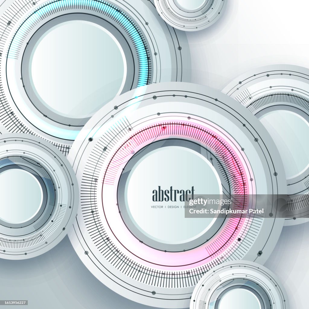 Digital Vector Element Gray Digital Technology Abstract Circle Interface Vector Background ...