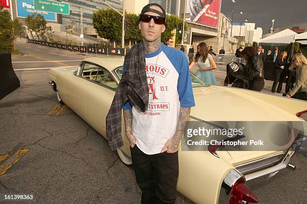 Musician Travis Barker attends the 55th Annual GRAMMY Awards at STAPLES Center on February 10, 2013 in Los Angeles, California.