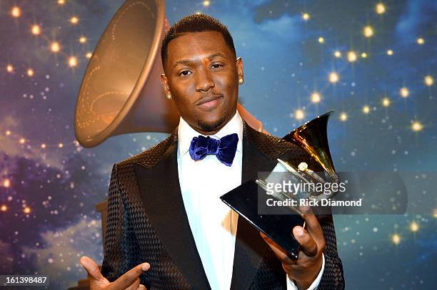 Producer Hit-Boy poses during the 55th Annual GRAMMY Awards Pre-Telecast at Nokia Theatre L.A. Live on February 10, 2013 in Los Angeles, California.