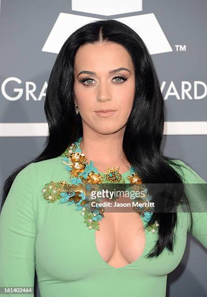 Singer Katy Perry arrives at the 55th Annual GRAMMY Awards at Staples Center on February 10, 2013 in Los Angeles, California.
