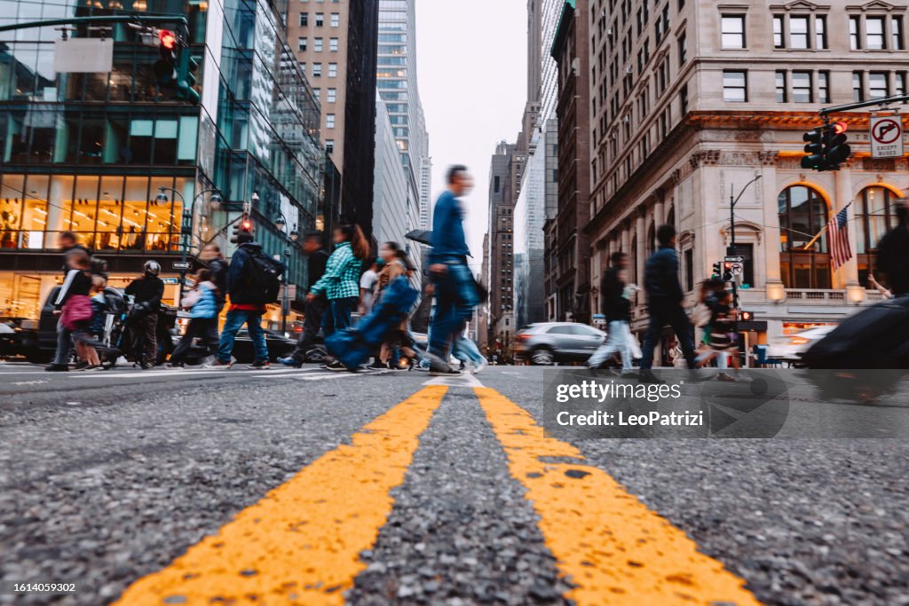 Crowded New York City streets in Manhattan