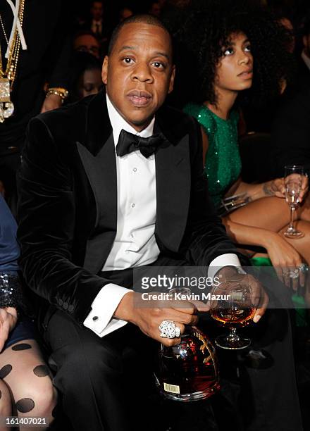 Jay-Z attends the 55th Annual GRAMMY Awards at STAPLES Center on February 10, 2013 in Los Angeles, California.