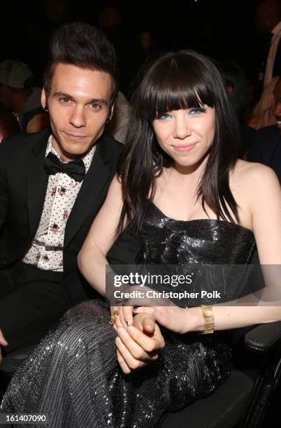 Singers Matthew Koma and Carly Rae Jepsen attend the 55th Annual GRAMMY Awards at STAPLES Center on February 10, 2013 in Los Angeles, California.