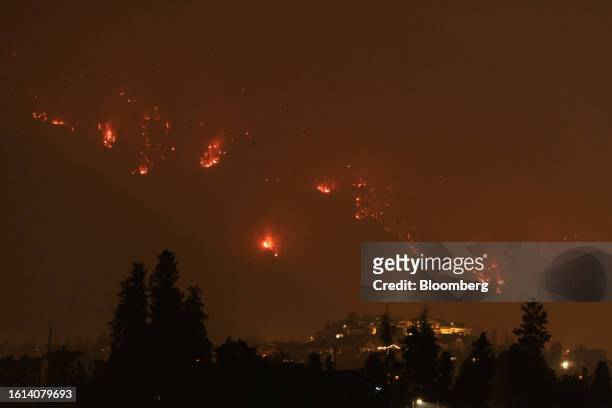 The McDougall Creek wildfire in West Kelowna, British Columbia, Canada, on Saturday, Aug. 19, 2023. Record-breaking wildfires in Canada, which have...
