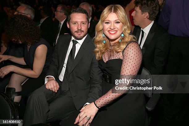 Singer Kelly Clarkson and Brandon Blackstock attend the 55th Annual GRAMMY Awards at STAPLES Center on February 10, 2013 in Los Angeles, California.