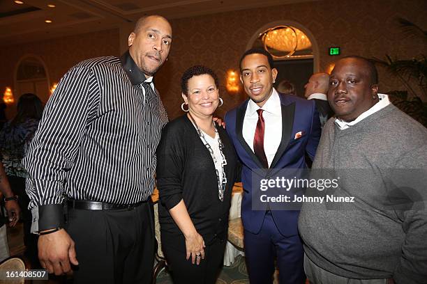 Kevin 'Sincere' Mucthison, Debra Lee, Christopher 'Ludacris' Bridges and Jeff Dixon attend The 9th Annual Bryan-Michael Cox/SESAC Brunch Honoring...
