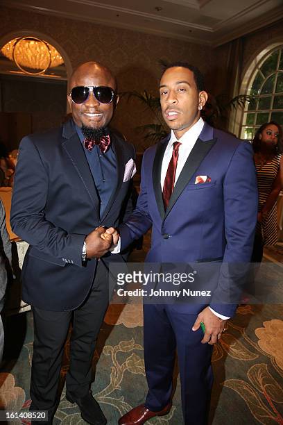 Femi Ojetunde and Christopher 'Ludacris' Bridges attend The 9th Annual Bryan-Michael Cox/SESAC Brunch Honoring Ludacris at Four Seasons Hotel Los...