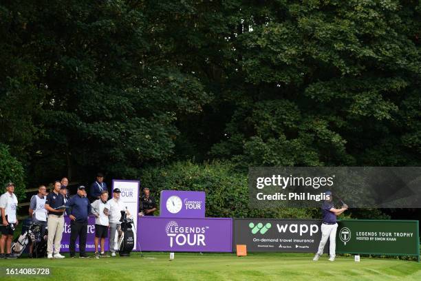 Greig Hutcheon of Scotland during Day Three of the Legends Tour Trophy hosted by Simon Khan at Hanbury Manor Marriott Hotel & Country Club on August...