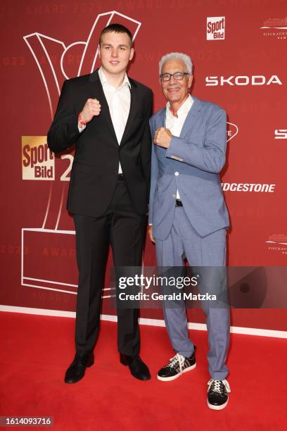 Viktor Jurk and Bernd Bönte attend the SPORT BILD Awards at Hamburger Fischauktionshalle on August 21, 2023 in Hamburg, Germany.