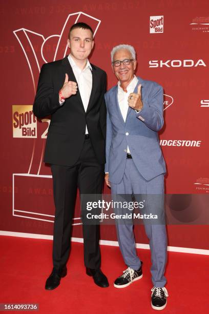 Viktor Jurk and Bernd Bönte attend the SPORT BILD Awards at Hamburger Fischauktionshalle on August 21, 2023 in Hamburg, Germany.