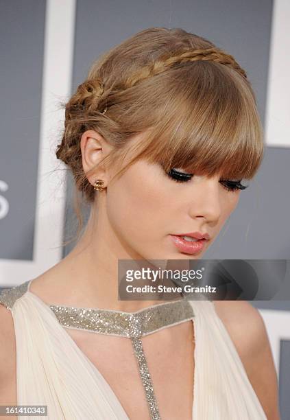 Singer Taylor Swift attends the 55th Annual GRAMMY Awards at STAPLES Center on February 10, 2013 in Los Angeles, California.