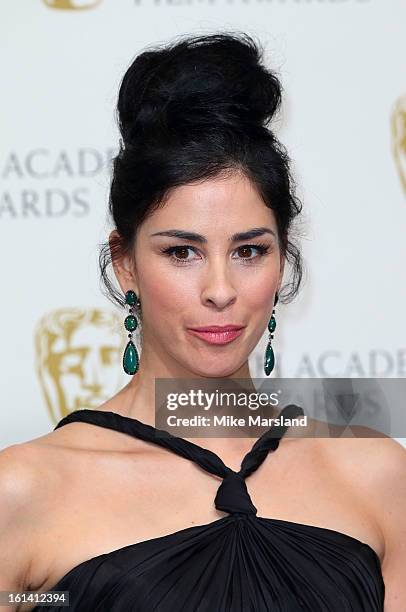 Sarah Silverman poses in the Press Room at the EE British Academy Film Awards at The Royal Opera House on February 10, 2013 in London, England.